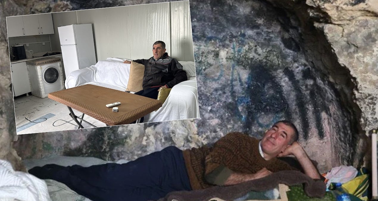 Depremden sonra mağarada yaşayan adama sürpriz